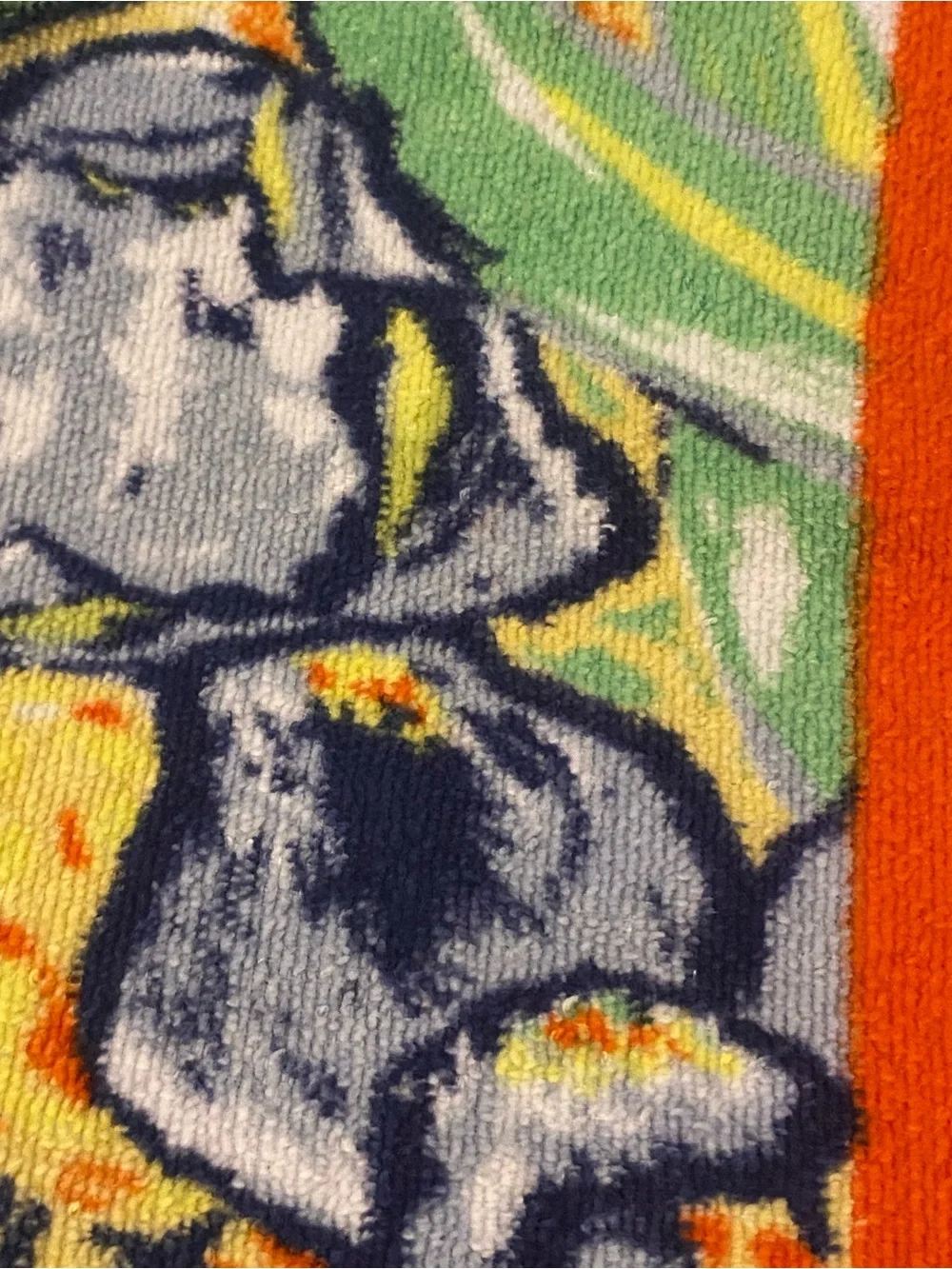 Vintage 1990 Hilasal Van Gogh Iris Design Art Beach Towel 31” x 56” Bold Orange